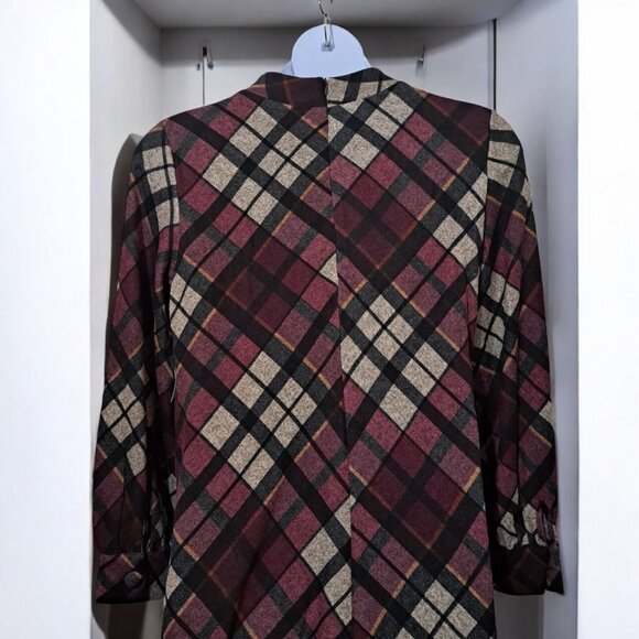 Jessica Howard Size XL 18 Long Sleeve Shift Dress  Purple / Eggplant Plaid - Picture 8 of 15